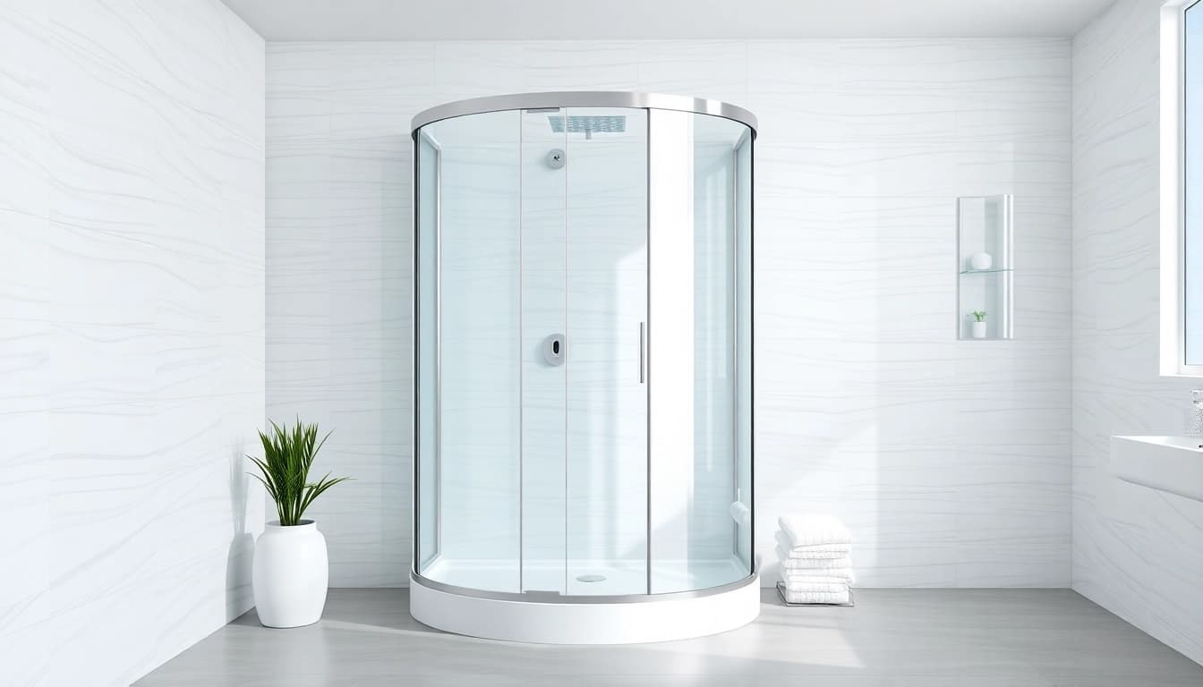 Duschkabine 80x80 in modernem Badezimmer mit minimalistischem Design und eleganten Details.