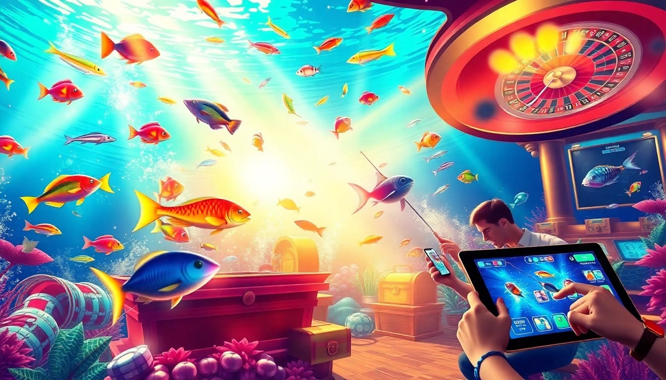 Bắn cá đổi thưởng high-stakes excitement with colorful underwater gameplay and immersive casino elements.
