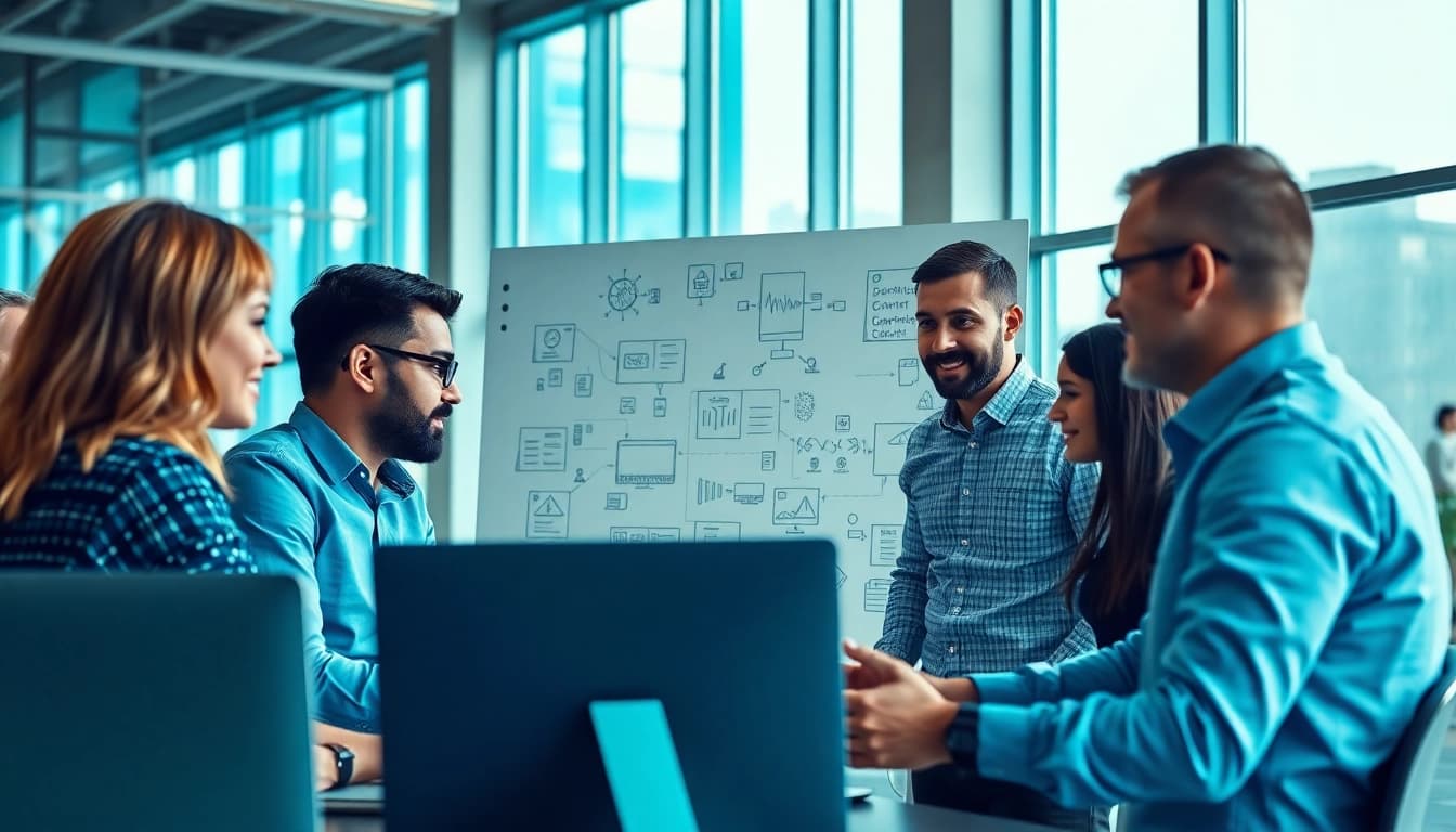 Find msp companies near me in a collaborative IT service environment showcasing modern technology.