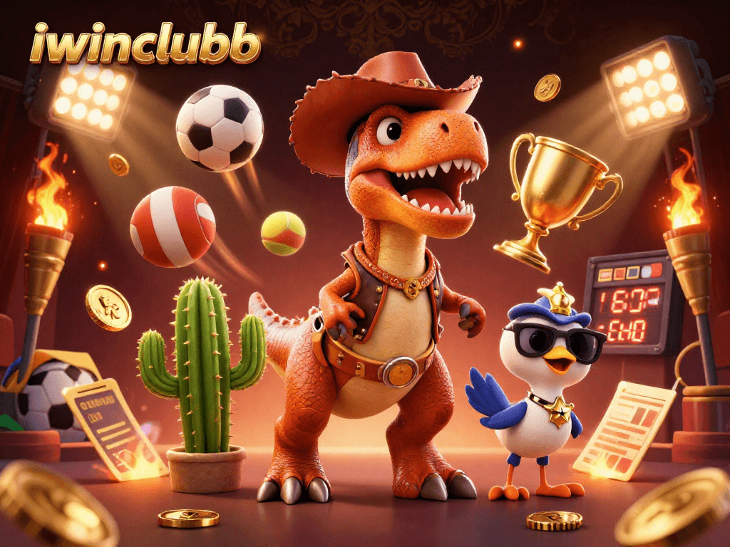 Experience excitement with iwinclubb as lively characters engage in thrilling sports betting action.