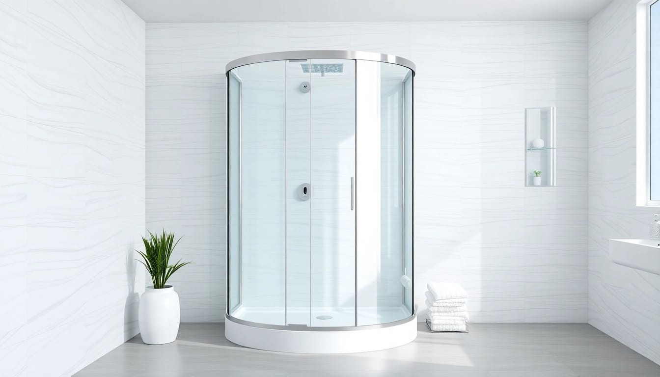 Duschkabine 80x80 in modernem Badezimmer mit minimalistischem Design und eleganten Details.