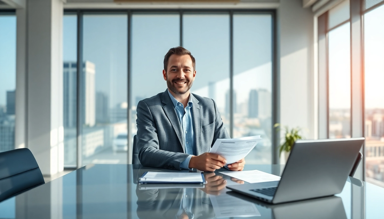 Engaging fiduciary financial advisor hampton va at a modern office desk, promoting trust and reliability.