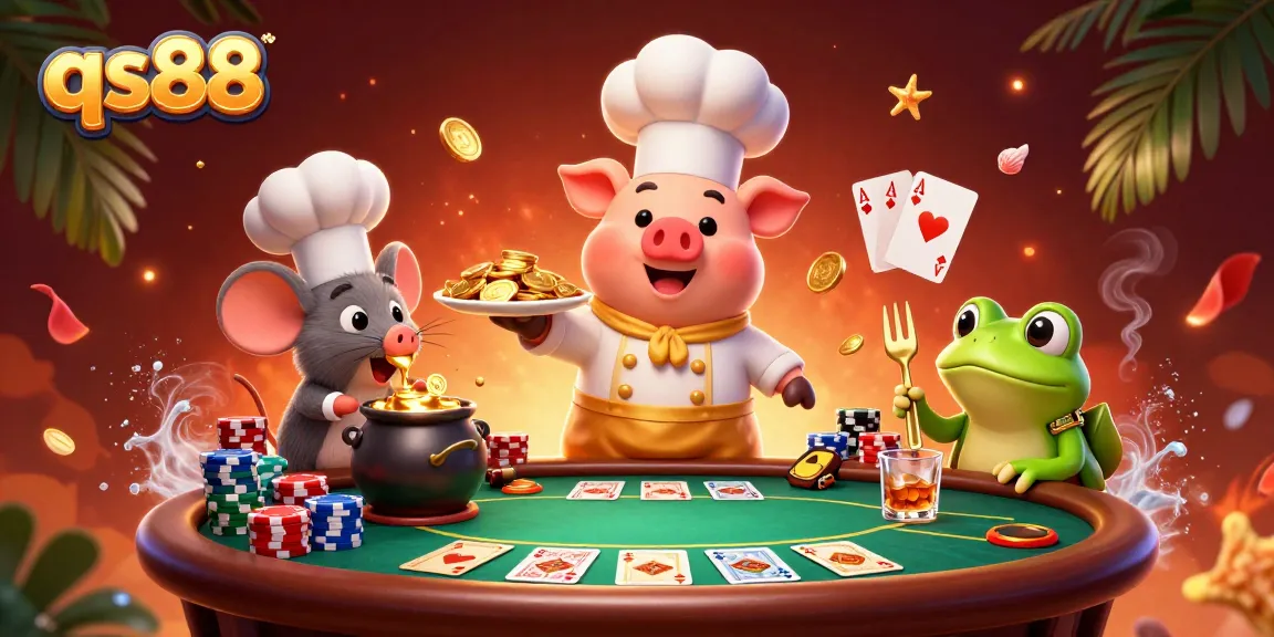 Engage in thrilling gaming experiences at qs88 with vibrant casino characters and dynamic poker elements.