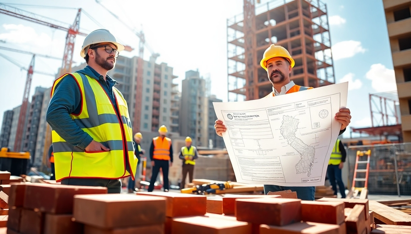 New Jersey General Contractor supervising a bustling construction site with workers and equipment.