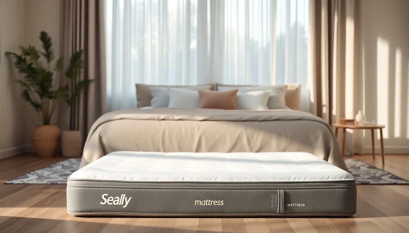 Show a Sealy mattress in a box elegantly positioned in a tranquil bedroom setting.