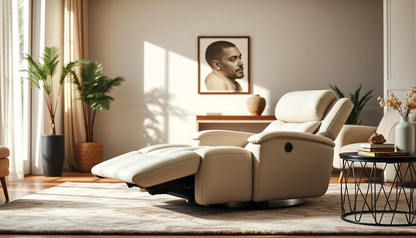 Experience the comfort of lay flat recliners in a stylish and serene living room setting.