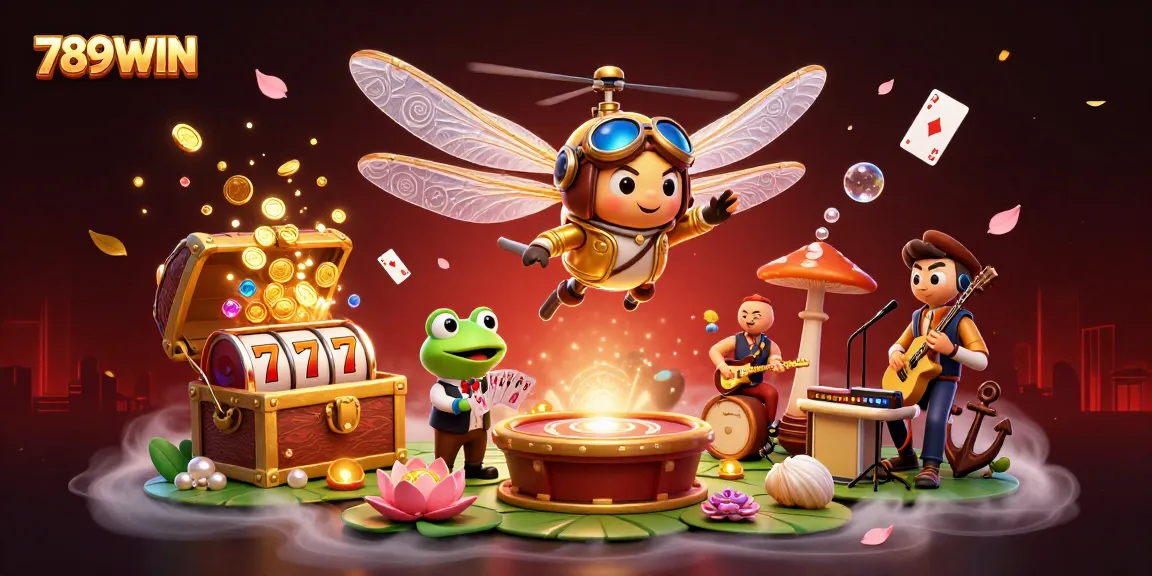 Experience thrilling gaming adventures at 789WIN with dynamic casino elements and vibrant characters.