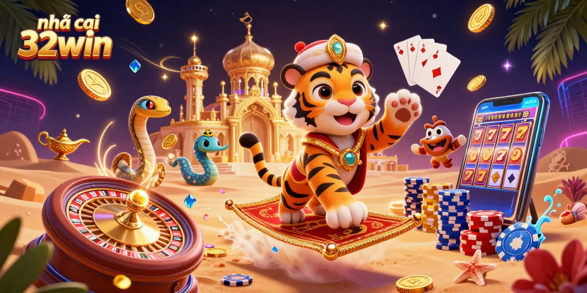 Join the action at nhà cái 32win with thrilling games, vibrant slot reels, and engaging casino elements.