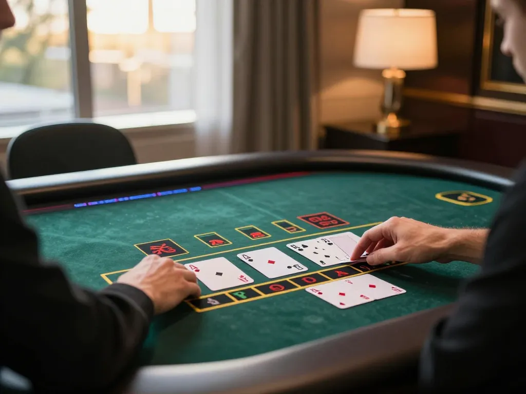 Engaging gameplay with Vin88 casino's live dealer blackjack, showcasing strategic betting.