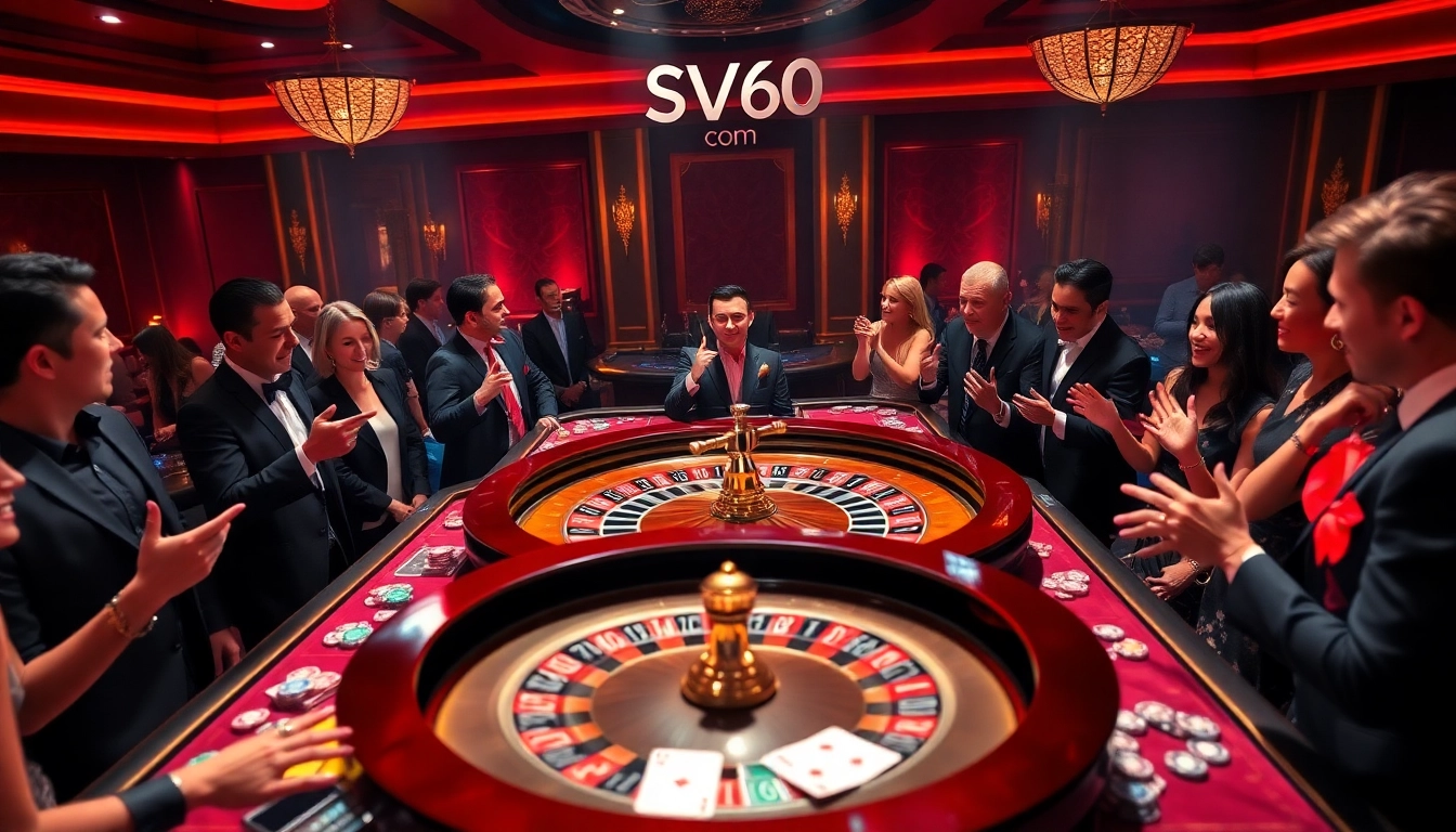 Exciting casino action at SV66 com with players at the roulette table, showcasing thrill and elegance.
