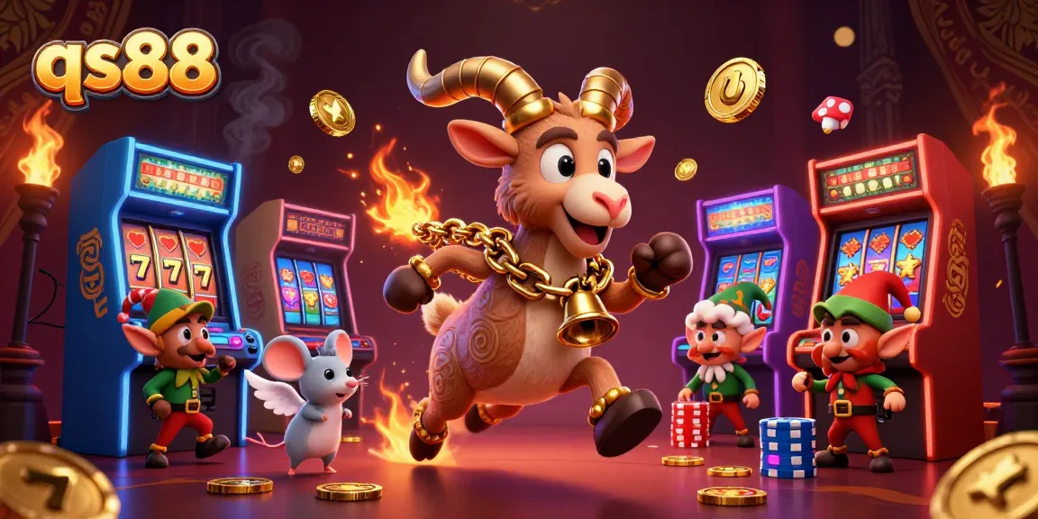 Experience the excitement of qs88 casino with 3D characters engaging in slot gaming action.