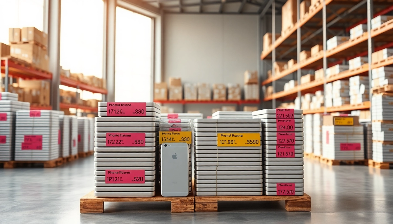 Showcasing Liquidation iPhone Pallets for Sale – 20 Units (High Resale Value) in a professional warehouse environment.