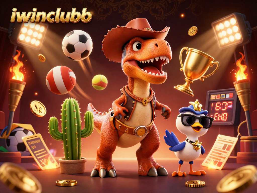 Experience excitement with iwinclubb as lively characters engage in thrilling sports betting action.