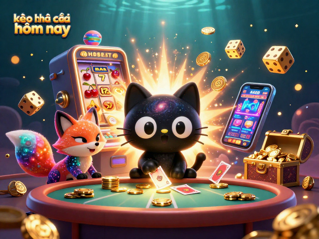 Engage with kèo nhà cái hôm nay at a vibrant cosmic casino featuring animated characters and thrilling game elements.
