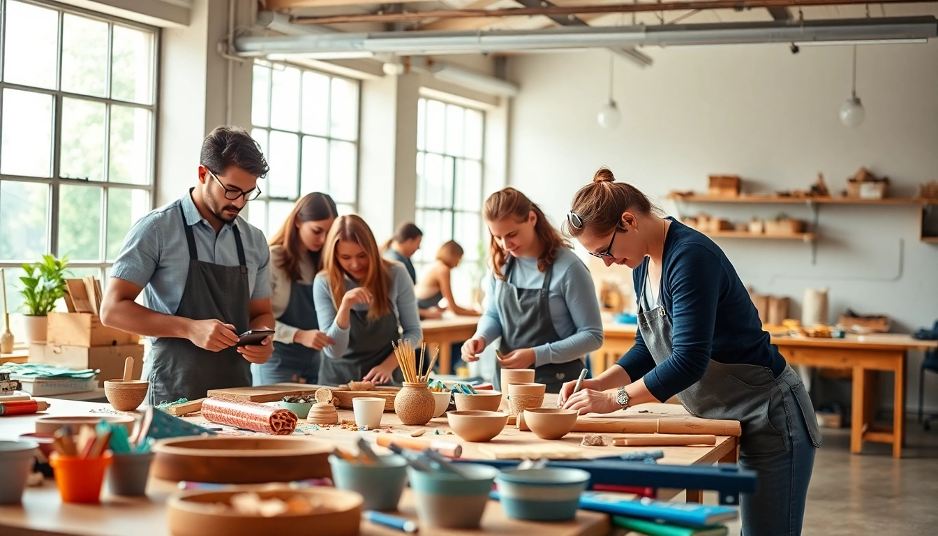 Participants actively working in a craft trainee program, showcasing skills and creativity.
