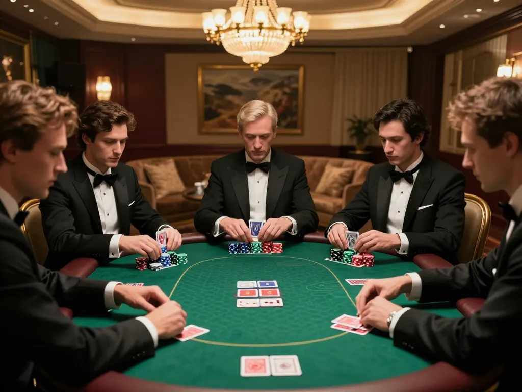 Players enjoying game bài 789win in a luxurious poker setting with strategic focus and camaraderie.