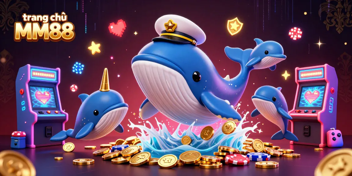 Experience thrilling fun at trang chủ MM88 with a grand casino scene featuring colorful gaming elements and playful characters.