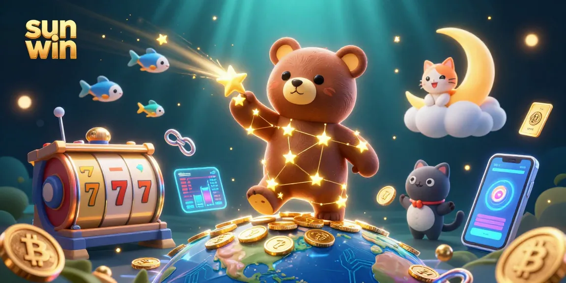 Experience thrilling gameplay with sun win as the constellation bear collects coins amidst rich casino elements.