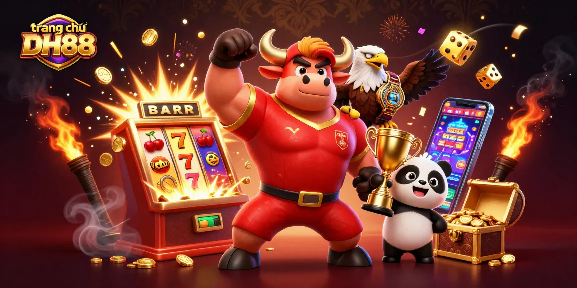 Enjoy thrilling wins at trang chủ DH88 with a jackpot celebration featuring iconic casino elements.