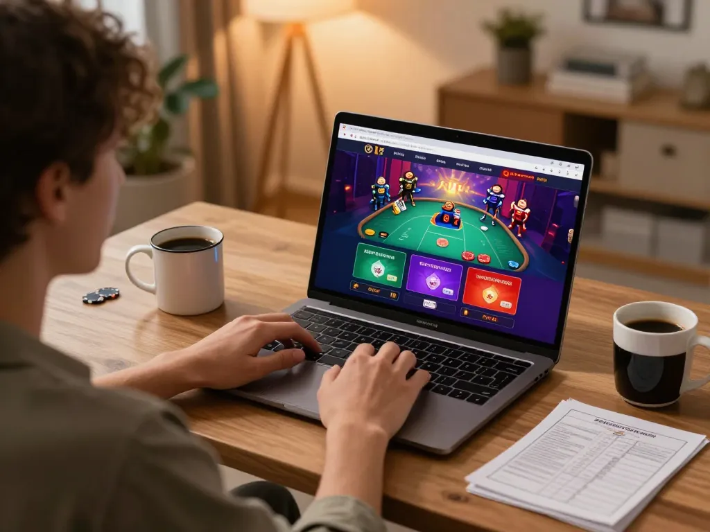 Engaging with poker on trang chủ gg88 from a stylish desk, showcasing an immersive online gambling experience.