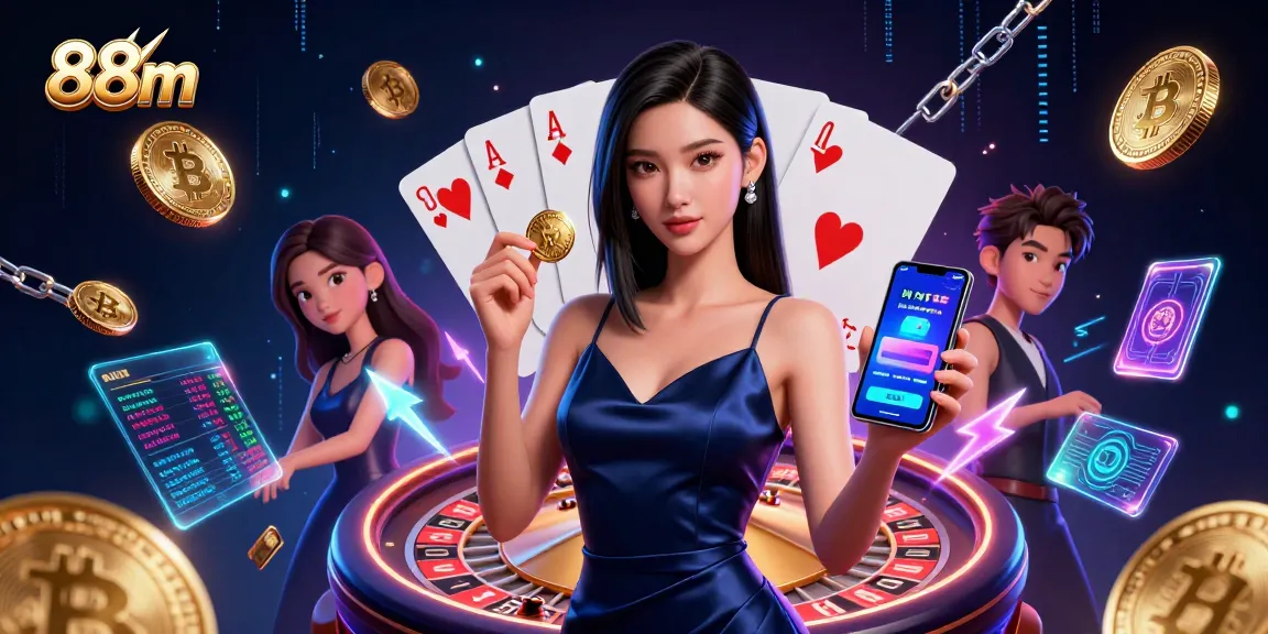 Experience winnings at 88m with a confident Asian woman in a casino setting, showcasing exciting gaming elements.