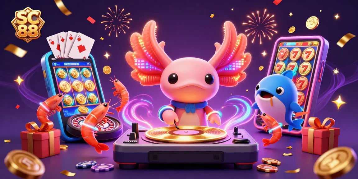 Engage with SC 88's vibrant casino experience through a neon underwater party scene.