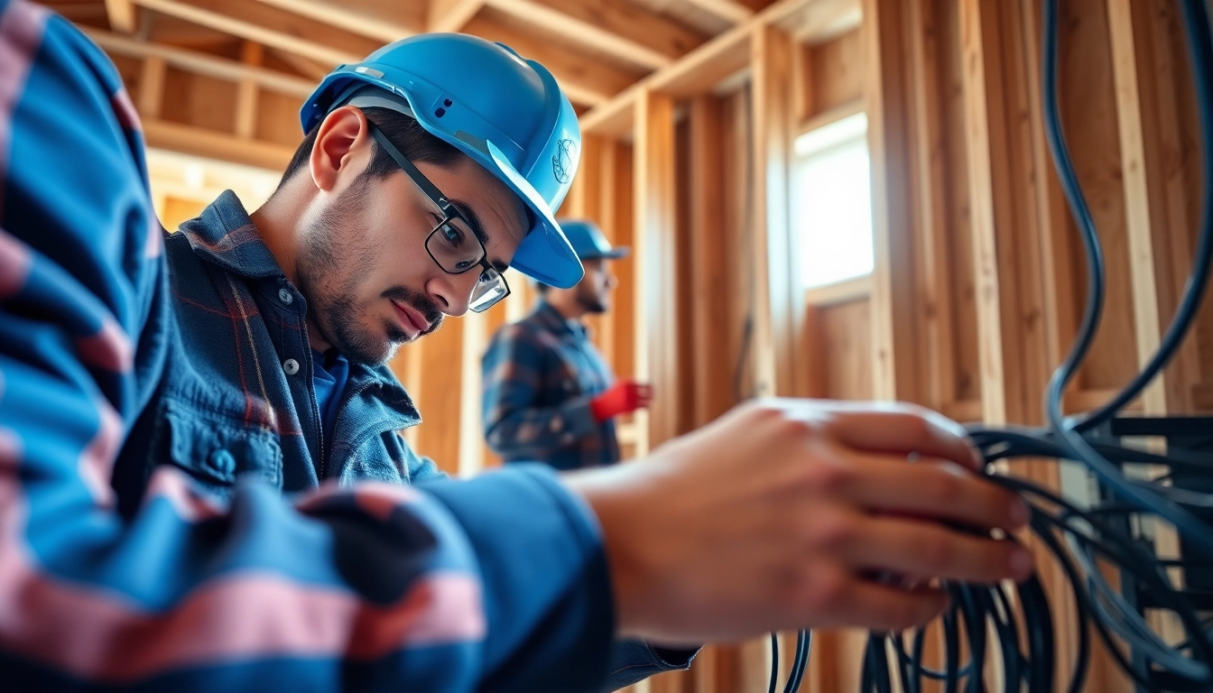 Electricians in Vancouver performing wiring installation at a residential site.