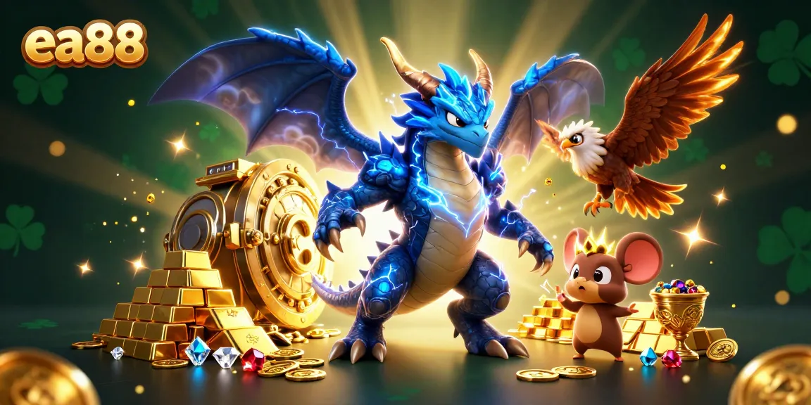 Win exciting prizes at ea88 with electric-themed casino characters and treasures.