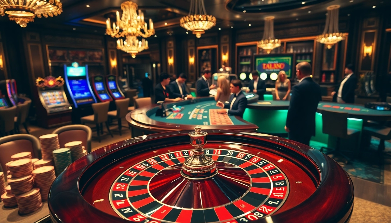 An engaging casino scene from https://king88hz.vip/ showing a roulette table with poker chips, capturing excitement and luxury.