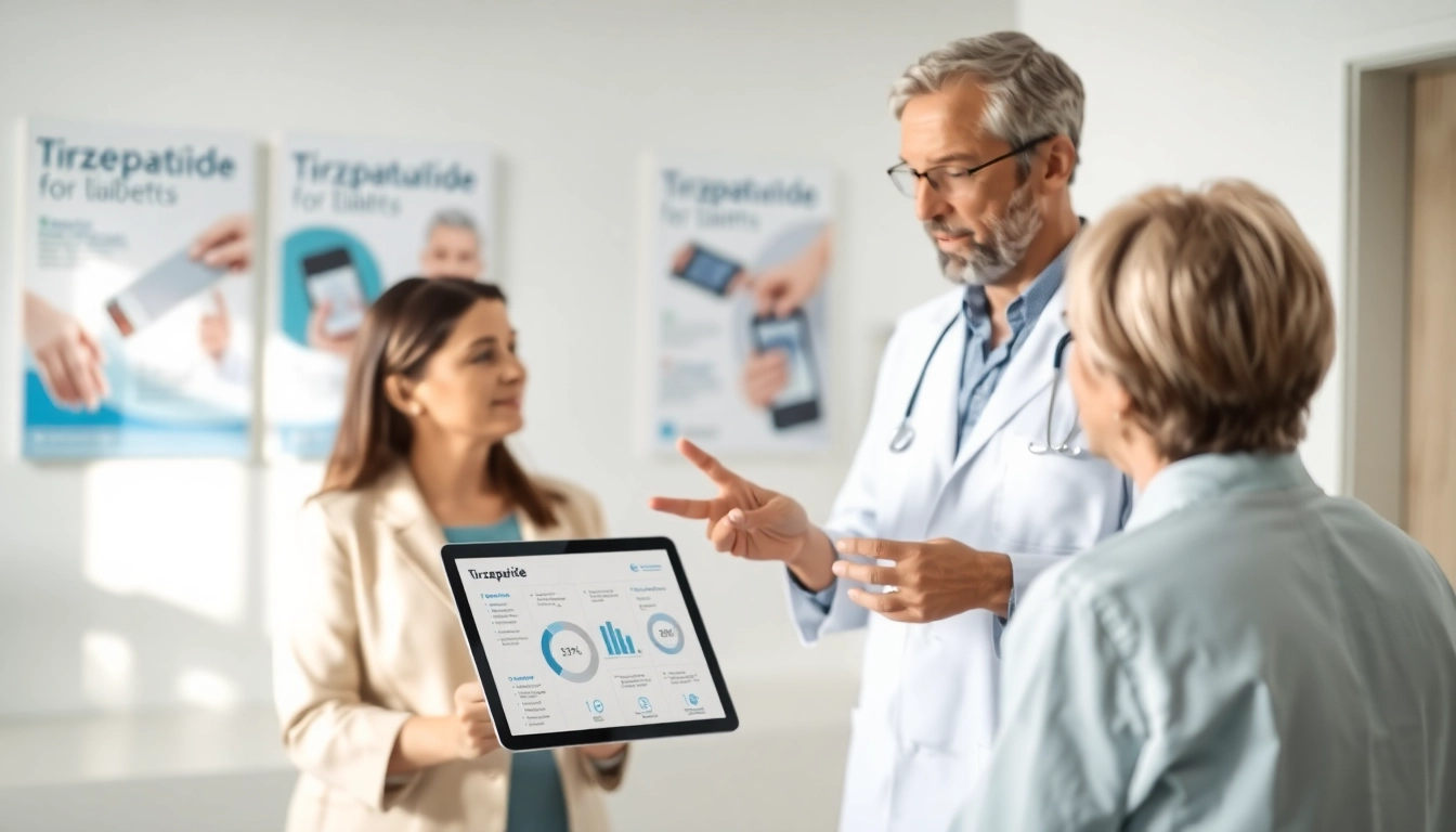 Tirzepatide consultation between a doctor and patient in a modern clinic.