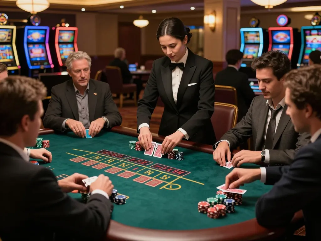 Players engaging in strategic gameplay at da88 casino blackjack table with focused atmosphere.