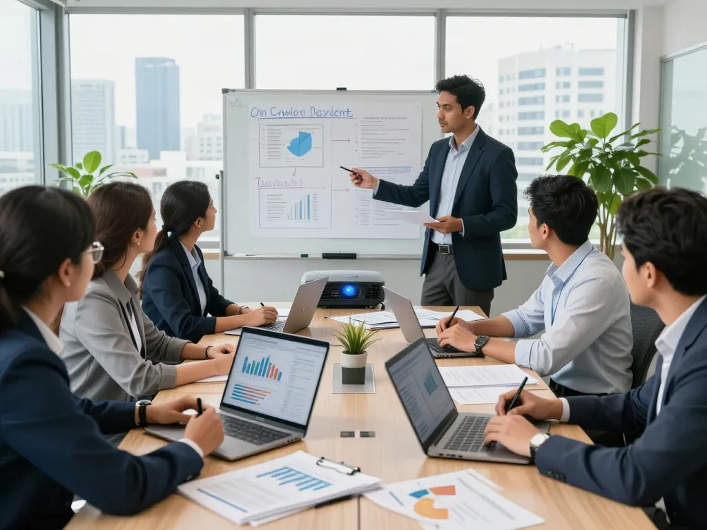 Chartered accountants collaborating in Mumbai office, read more here for professional financial solutions.